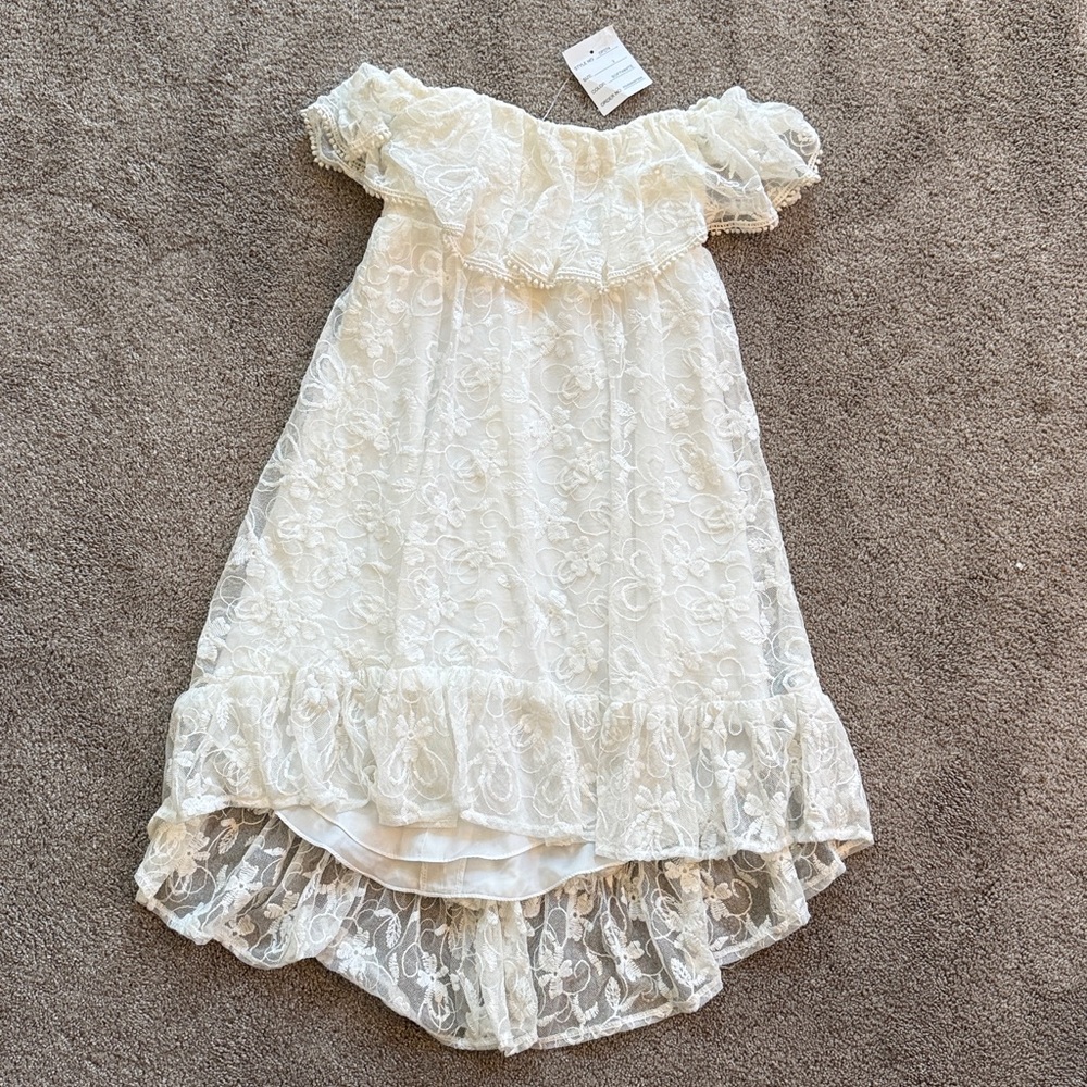 David's Bridal Cream Lace Dress